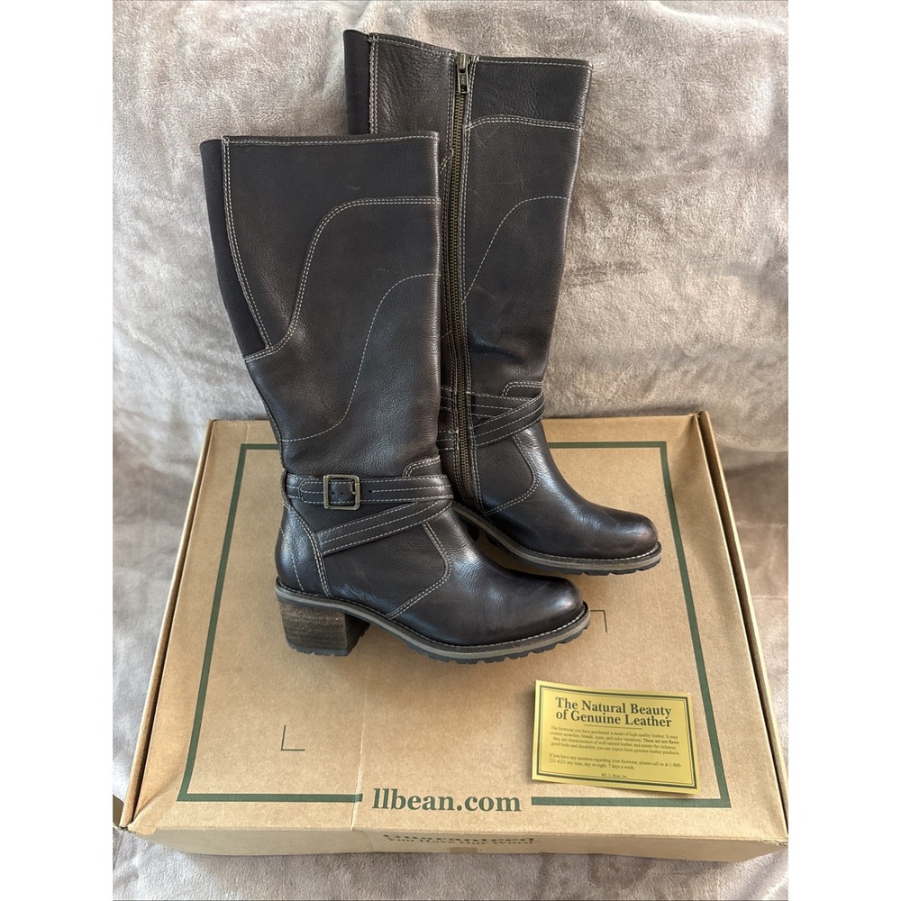 Brown Women's 8 Knee High Boots by L.L. Bean 1002539 Brown Leather Buckle